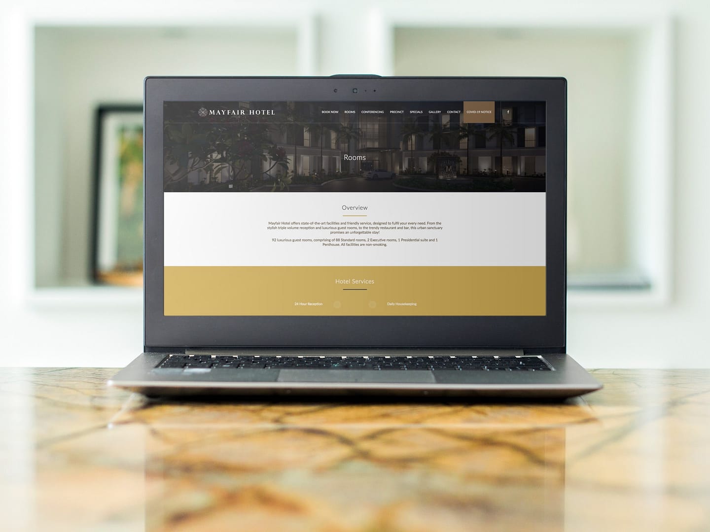 Mayfair Hotel Website (Laptop) | KEMOSO