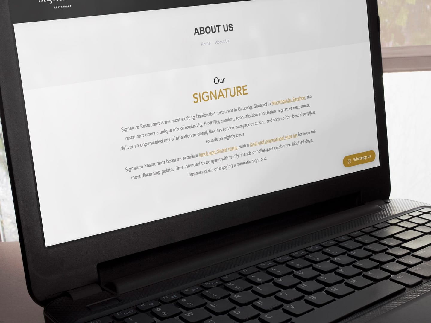 Signature Restaurant Website (Laptop) | KEMOSO